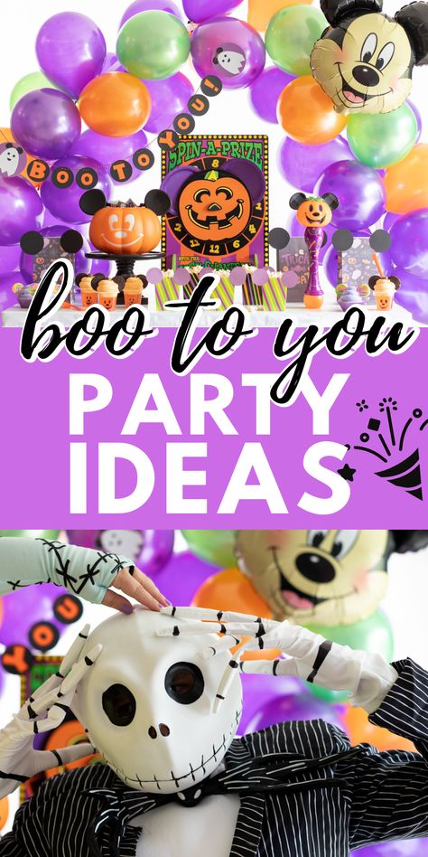 Mickey And Minnie Halloween Decorations, Mickey Mouse Halloween Party Ideas, Disney Halloween Party Games, Halloween Disney Birthday Party, Mickey Halloween Party Ideas, Mickey Halloween Party Decorations, Disney Themed Halloween Party, Mickeys Not So Scary Birthday Party, Halloween Disney Party