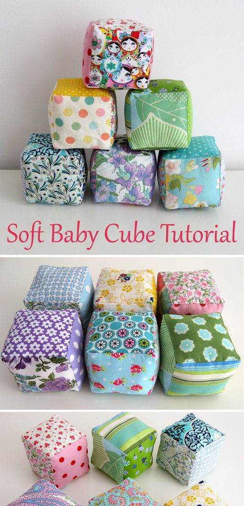 How To Sew A Cube, Soft Toys Making Tutorials Free Pattern, Free Sewing Patterns For Toys, Sewing Block Patterns, Crinkle Toys For Babies Diy, Sewing Baby Toys Free Pattern, Diy Posable Doll, Free Soft Toy Patterns, Baby Toys Sewing Patterns