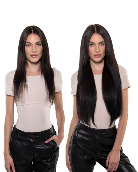 Before & After Extreme Length Clip In Extensions in 22" to 24" 1N - Black Licorice 🖤 easihair pro's Clip In Extreme Length is the most popular of the length Looks. This look can be created by combining individual pieces or easily purchased as a ready-to-wear 9-piece set. Log into your easihairpro.com or find an easihair professional near you to purchase ✨ Professional Hair Extensions, Black Licorice, Clip In Extensions, Hair Weft, Licorice, Clip Ins, Hair Extensions, Instagram Profile, Wigs