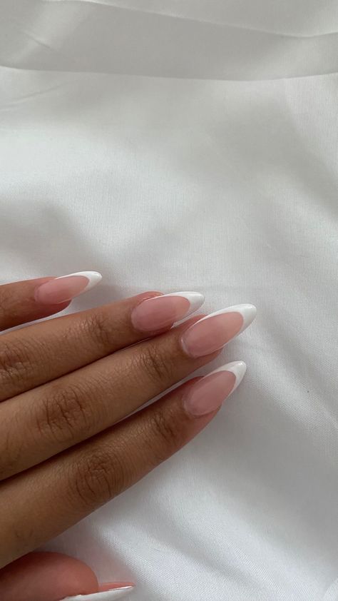 Sheer Almond Nails, Narrow Almond Nails, French Almond Acrylic Nails, French Nails Oval, White French Tip Nails Almond, Mandel Nails, French Nails Almond, Nails Almond French, Iconic Nails