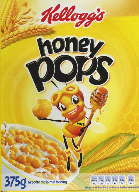 Honey Pops ©2009 Kellogg's Benelux Kellogs Cereal, Miel Pops, Pops Cereal, Honey Cereal, Honey Pops, Cereal Packaging, Types Of Cereal, Best Cereal, Kids Cereal