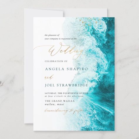 PixDezines Marine Waves Shoreline Beach Wedding Invitation  Zazzle Beach Wedding Invitation, Beach Theme Wedding Invitations, Zazzle Wedding, Champagne Bubbles, Wedding Anniversary Invitations, Elegant Calligraphy, Anniversary Invitations, Beach Wedding Invitations, Calligraphy Script