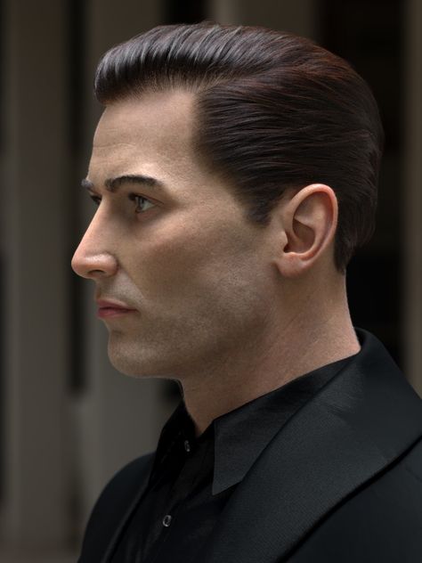 ArtStation - Bruce Wayne/Batman head concept, Sergey Konovalov Cool Undercut Designs, Mens 50s Hairstyles, Batman Haircut, New Beard Style, Bruce Wayne Batman, Batman Design, Boys Look, Classic Mens Hairstyles, Undercut Designs