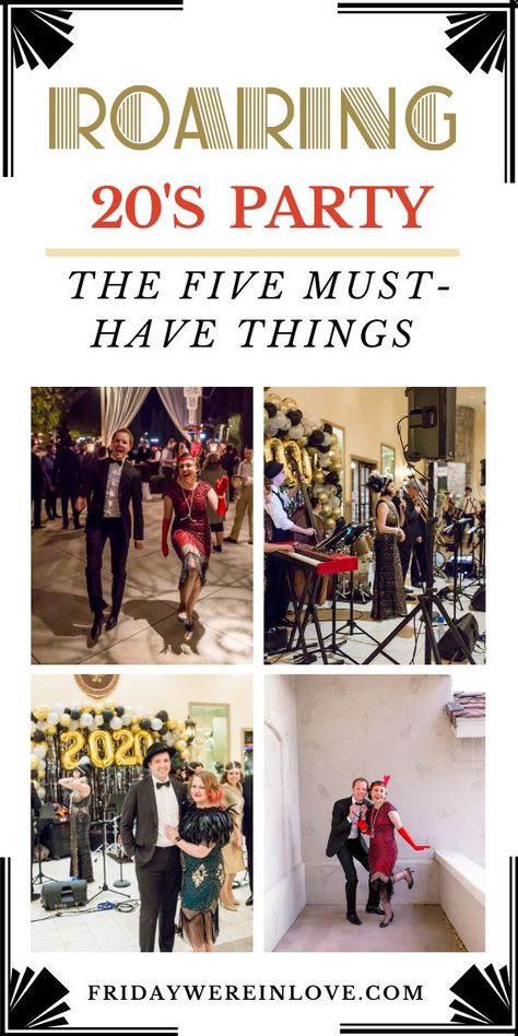 The five must-have things to pull off the ultimate roaring 20's party. These things will make any 1920's themed party rock!   #roaring20s #1920sparty #greatgatsby #fridaywereinlove 20s Theme Party, Roaring 20s Birthday Party, 20s Party Decorations, 1920 Party, Roaring 20s Birthday, Roaring 20s Theme, Roaring Twenties Party, 1920s Themed Party, Prohibition Party