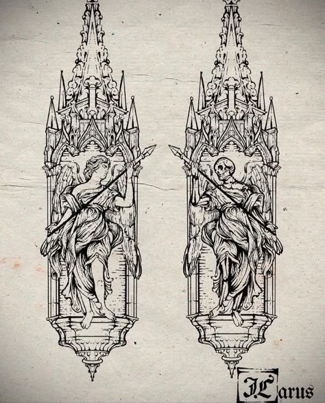 Gothic Medieval Tattoo, Medieval Tattoo, Spooky Tattoos, Tattoo Graphic, Gothic Tattoo, Architecture Tattoo, Dark Art Tattoo, Tattoo Art Drawings, Dark Tattoo