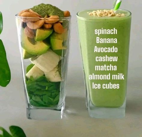 Yummy Recipes | Matcha Cashew Smoothie  | Facebook Cashew Milk Smoothie, Matcha Smoothie Recipe, Spinach Avocado Smoothie, Milk Smoothie Recipes, Cashew Smoothie, Healthy Fridge, Vegan Smoothie Recipes, Fruit Smoothie Recipes Healthy, Matcha Smoothie