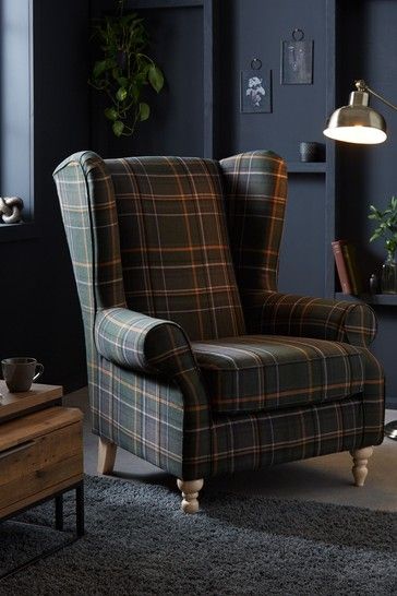 Sherlock Grande Armchair With Light Legs Tartan Chair, Tartan Decor, Plaid Chair, Snug Room, Master Room, Wing Chair, Chair Style, Stirling, Occasional Chairs