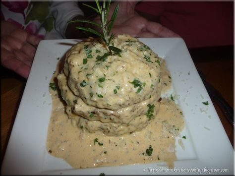 Harry's Seafood Bar and Grill, Lakeland, FL crab and eggplant napoleon.  OH NY GOSH.....it was AWESOME! Crab Napoleon Recipe, Eggplant Napoleon Recipe, Eggplant Napoleon, Basil Cream Sauce, Cooking Crab, Seafood Bar, Eggplant Pasta, Lakeland Florida, Grilled Eggplant