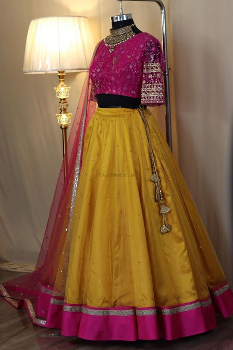 South Asian Wedding Dress, Hot Pink Lehenga, Sister Of The Bride, Anarkali Lehenga, Organza Lehenga, Yellow Lehenga, Lehenga Designs Simple, Asian Wedding Dress, Bride Sister