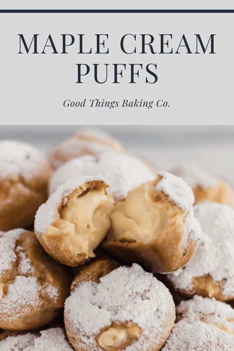 Maple Cream Donut, Maple Cream Puffs, Maple Cream Filled Doughnut, Maple Food Ideas, Thanksgiving Cream Puffs, Maple Pastry Cream, Pastry Cream Filling Flavors, Maple Cake Filling, Uses For Maple Cream