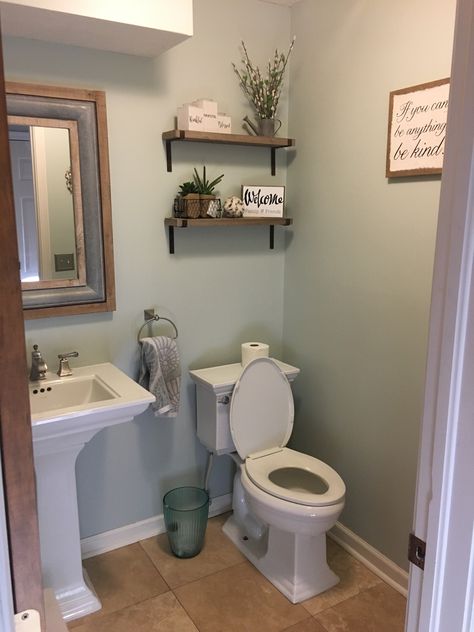 Half Bathroom Decor, Budget Bathroom Remodel, Powder Room Decor, Bathroom Color, Bathroom Design Decor, Bathroom Decor Ideas, Downstairs Bathroom, Half Bathroom, Bathroom Redo