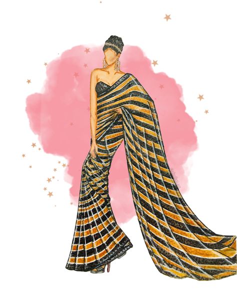 Saree Fashion Illustration, Deepika Padukone In Sabyasachi, Saree Illustration, Deepika Padukone Dresses, Sabyasachi Saree, Cannes 2022, Wardrobe Planner, Sabyasachi Sarees, Indian Designs