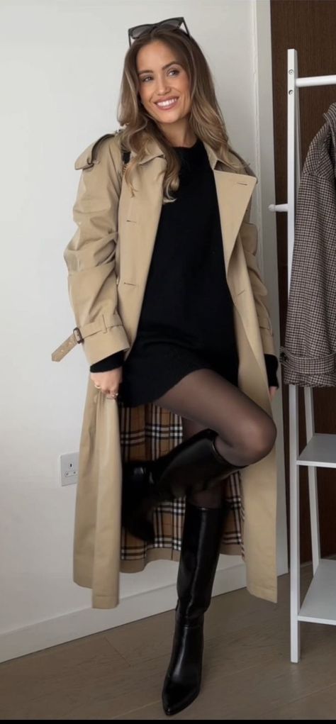 Trench Coat Outfit Burberry, Races Outfits For Women Winter, Knee High Boots Trench Coat, Burberry Jacket Women Outfit, Medium Trench Coat Outfit, Burberry Trench Coat Aesthetic, Tan Trench Coat Outfit Winter, Vineyard Winter Outfits, Women’s Trench Coat Outfit