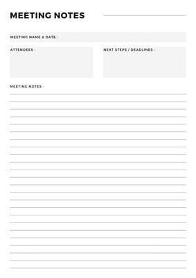 Essay Template Design Aesthetic, Meeting Notes Printable Free, Meeting Planner Template, Meeting Notes Examples, Goodnotes Notes Template, Meeting Notes Template Free, Work Meeting Notes Template, Minutes Of Meeting Template, Meeting Notes Printable