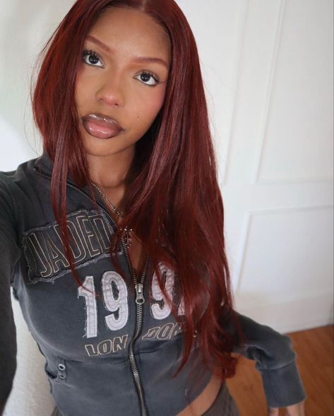 Red Hair Box Dye, 90s Red Hair, Auburn Hair Black Women, Ginger Hair On Brown Skin, Daughter Of The Most High, Graduation Hair, Cherry Red Hair, Hair Colorful, Ginger Hair Color