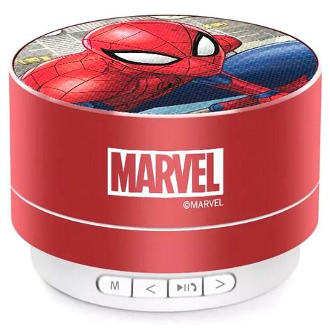 Marvel Spider-Man Portable 3W wireless speaker - 100% original Marvel™ product - verified by official Marvel™ representatives, each product carries a copyright notice and an EAN and SKU code on the packaging confirming its legitimacy and originality. - PREMIUM MODEL - minimalist design, hit colours and precise workmanship make the product extremely elegant and timeless. - Technical parameters: - Compact design - 3W RMS power - Built-in 300mAh battery - Built-in microphone for phone calls - Memor