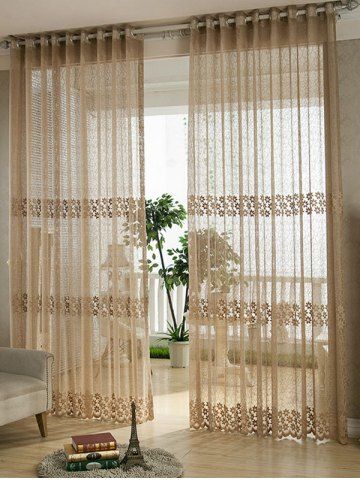 GET $50 NOW | Join RoseGal: Get YOUR $50 NOW!http://www.rosegal.com/bedding-sets/flower-embroidery-sheer-grommet-top-1080505.html?seid=2275071rg1080505 Balcony Curtains, Curtains Pictures, Voile Panels, Living Room Door, Tulle Curtains, Types Of Curtains, Custom Drapes, Room Doors, Sheer Curtain