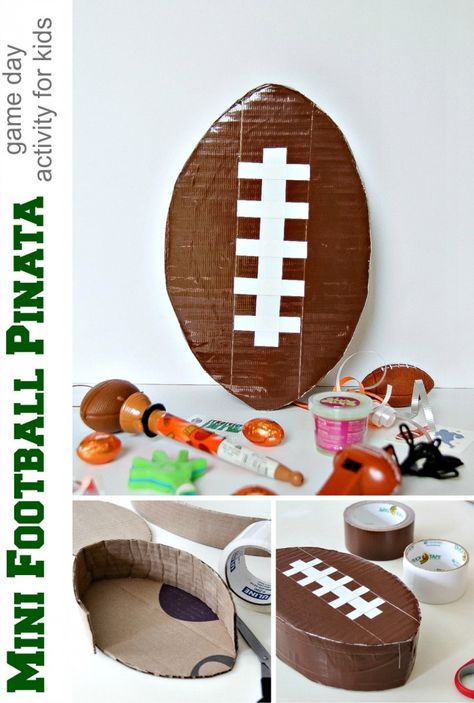 DIY mini football piñata: a great Game Day activity for kids that is sure to keep them occupied while you cheer on your favorite team! Patriot Day Crafts For Kids, Sports Day Activities, Super Bowl Activities, Crafts For Kids Spring, Kids Spring Crafts, Crafts Dollar Store, Football Diy, Football Crafts, Mini Football