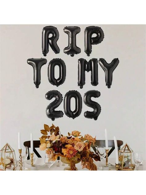 10Pcs Black  To My 20s Letter Balloons 30th Birthday Decorations For Him Her Black  To My 20s ,30TH Birthday  Party Decoration Supplies  TO MY 20S Balloon Banner Gothic Themes 30th Birthday Party DecorationI discovered amazing products on SHEIN.com, come check them out! October 30th Birthday, Themes For 30th Birthday Party For Women, Bye 20's Hello 30's, 30th Birthday Black Theme, Witchy 30th Birthday, 30th Birthday Ideas For Women Decoration, 30th Birthday Themes For Him, 30 Bday Ideas Turning 30, Goodbye 20s 30th Birthday