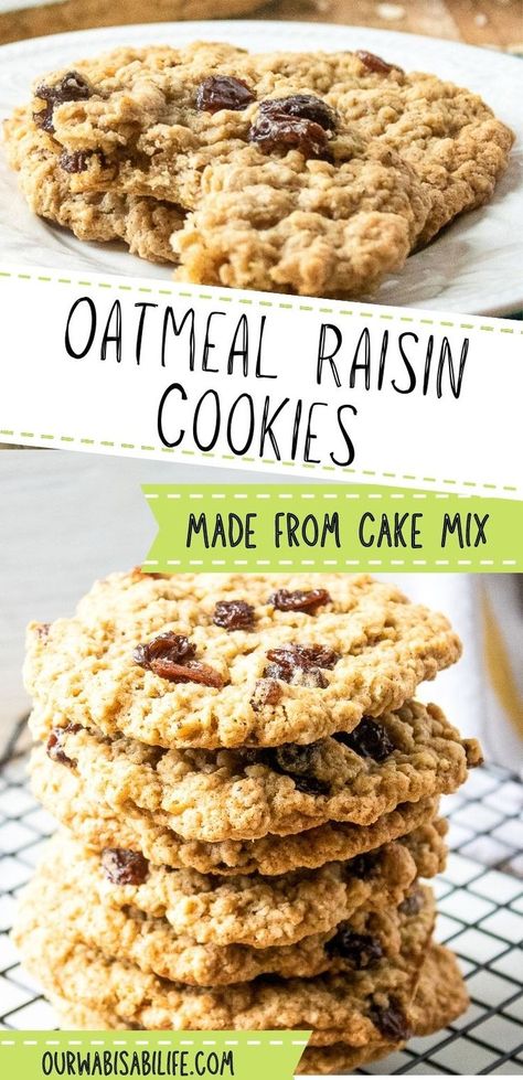 Oatmeal Cookie Cake Recipe, Oatmeal Cake Mix Cookies, Cake Mix Oatmeal Raisin Cookies, Yellow Cake Mix Cookies, Easy Oatmeal Raisin Cookies, Pumpkin Cake Mix Cookies, Sweet Oatmeal, Best Oatmeal Raisin Cookies, Soft Oatmeal Cookies