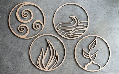 Element Symbols Decor, Four Elements, Laser Cut Wood, Geometric Art, Wood Art, Wall Art, Wall Decor, Wall Hangings, Modern - Etsy Element Wallpaper, Element Tattoo, Wood Art Wall, Elements Tattoo, Element Symbols, Four Elements, 4 Elements, 5 Elements, Wood Wall Decor