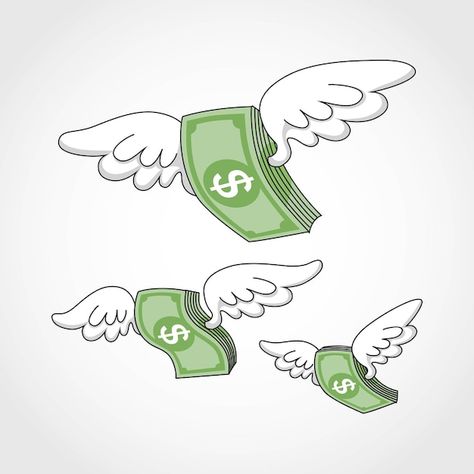 Money With Wings Drawing, Money Art Drawings, Dollar Bill Drawing, Money With Wings, Dollar Drawing, Money Flying, رسم كاريكاتير, Dibujo Simple, Wings Wallpaper