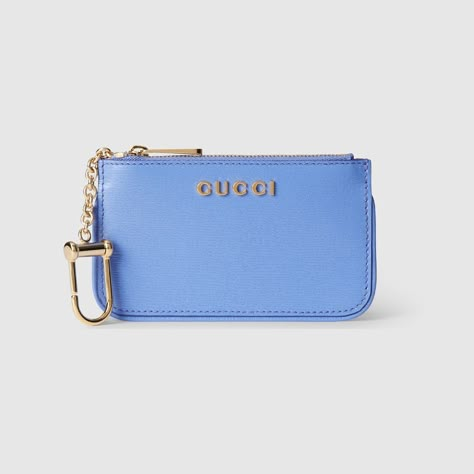 Shop the Zip key case with Gucci script in blue at GUCCI.COM. Enjoy Free Shipping and Complimentary Gift Wrapping. Birthday List Ideas, School Finds, Preppy Bags, Wallet Keychain, Car Needs, Key Pouch, Card Case Wallet, Keychain Wallet, Gg Logo