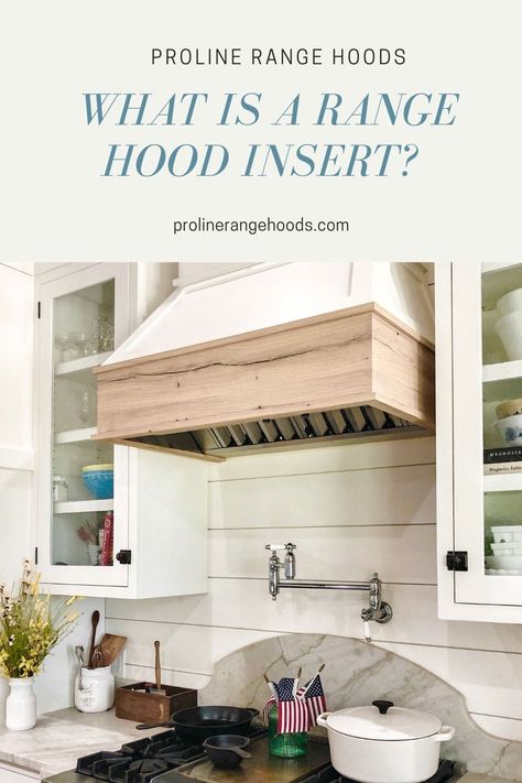 What's a range hood insert? It's a range hood that goes inside a custom made hood. They're also commonly refered to as "range hood liners". See our blog for more information! Hood Insert Cabinet, Ventless Range Hood, Vent Hood Insert, Hood Fans, Recirculating Range Hood, Kitchen Exhaust Fan, Cooktop Hood, Range Gas, Custom Range Hoods