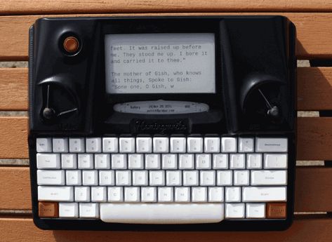 Hemingwrite - A Distraction Free Digital Typewriter by Hemingwrite — Kickstarter Modern Typewriter, Writing Area, Free Writing, Word Nerd, Mechanical Keyboard, Writing Tools, Space Crafts, Blackberry Phone, Modern Technology