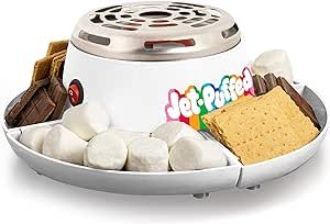 Nostalgia Jet-Puffed Tabletop Indoor Electric S'mores Maker - Smores Kit With Marshmallow Roasting Sticks and 4 Compartment Trays for Graham Crackers, Chocolate, Marshmallows - White Smores Kit, Smores Maker, Smores Kits, Fondue Fountain, Marshmallow Roasting, Marshmallow Roasting Sticks, Fondue Pot, Roasting Marshmallows, Chocolate Marshmallows