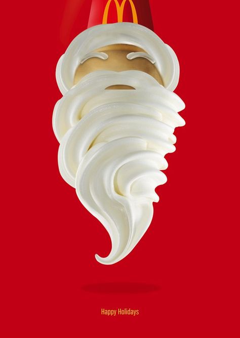 Santa Creative Ads, Christmas Mcdonalds, Colorful Ads, Holiday Ads, Advertisement Examples, Christmas Advertising, Leo Burnett, Café Design, Ad Ideas