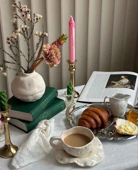 Cny Aesthetic, Aesthetic Tea Set, Aesthetic Tea, Long Candles, Good Morning Breakfast, Breakfast Photo, Picnic Inspiration, Ceramic Wall Art, Vintage Objects