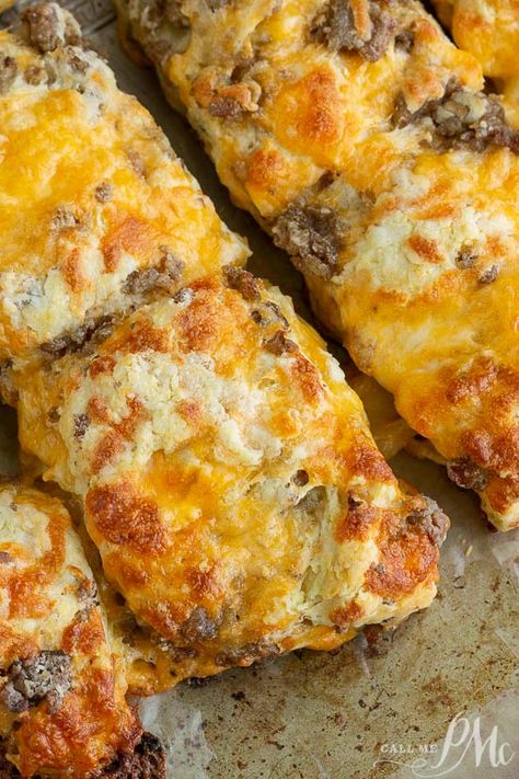 Homemade Sausage Cheddar Biscuits, this portable breakfast has the sausage and cheese baked right in. #biscuits #cheese #sausage #breakfast #recipes Sausage Cheddar Biscuits, Portable Breakfast, Homemade Breakfast Sausage, Sausage Biscuits, Bread Sticks, Flaky Biscuits, Cheese Baked, Cheddar Biscuits, Family Breakfast