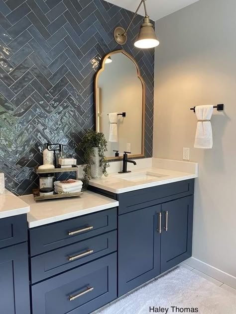 Transitional Guest Bathroom Ideas, Blue Home Interior, Bathrooms 2024, Guest Bathroom Remodel, Primary Bath, Primary Bathroom, Bathroom Redesign, Master Bath Remodel, Bathroom Remodel Designs