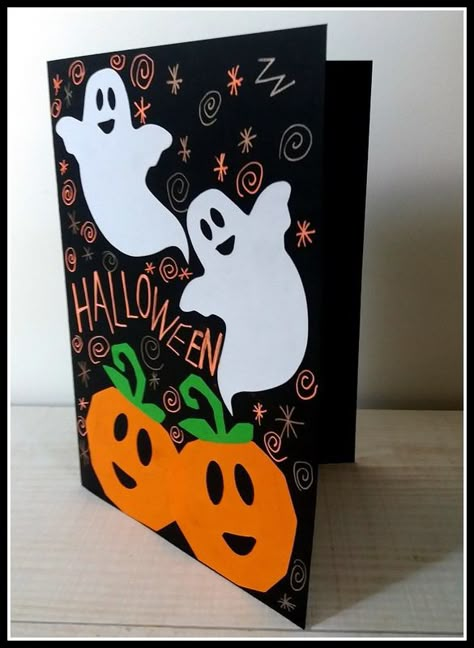 Carte d'Halloween - Le tour de mes idées Halloween Cards For Kids, Minecraft Halloween, Halloween Origami, Carte Halloween, Halloween Classroom, Halloween Cards Handmade, Halloween Scrapbook, Halloween Card, Theme Halloween