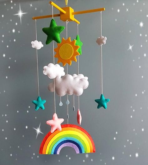 Rainbow baby mobile sun clouds mobile baby boy mobile handmade | Etsy Clouds Mobile, Handmade Mobile, Wooden Mobile, Boy Mobile, Mobile Hanger, Mobile Crib, Baby Boy Mobile, Baby Room Diy, Sun Clouds