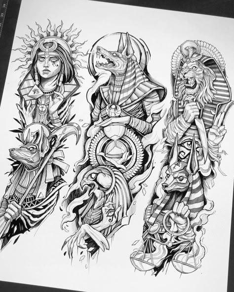 Egypt Tattoo Design, Egyptian Tattoos, Egyptian Tattoo Sleeve, Anubis Tattoo, Egypt Tattoo, Greek Mythology Tattoos, Geniale Tattoos, Egyptian Tattoo, Mythology Tattoos