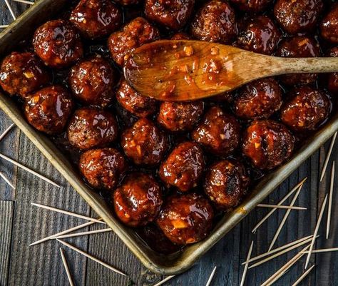 Honey Balsamic Meatballs Recipe | Traeger Grills Balsamic Meatballs, Grilled Meatballs, Meatball Dinner, Bbq Meatballs, Honey Balsamic, Propane Grill, Meatball Recipe, Beef Meatballs, Traeger Grill