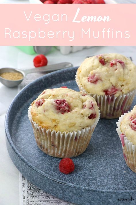 Vegan Lemon Raspberry Muffins - Labeless Nutrition Lemon Muffin Recipes, Cinnamon Sugar Muffins, Lemon Raspberry Muffins, Quick Baking, Raspberry Muffins, Vegan Muffins, Lemon Raspberry, Muffin Recipe, Chocolate Chip Muffins