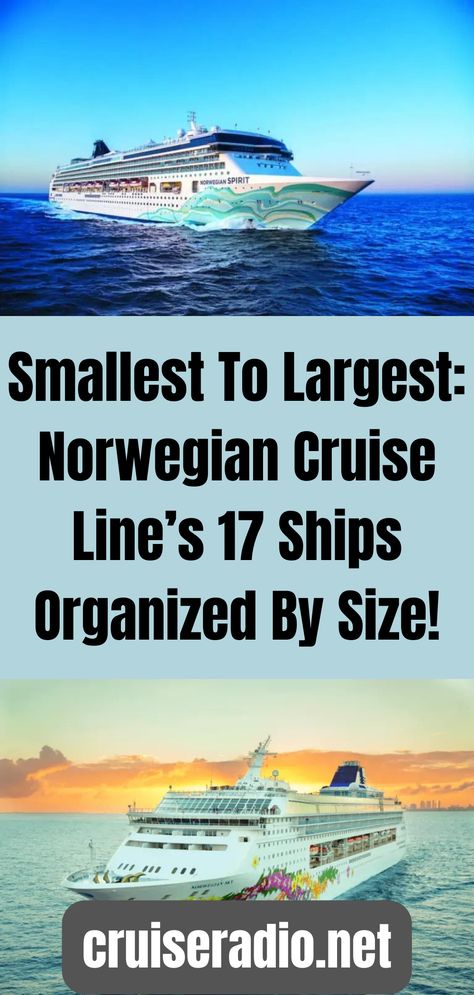 Smallest To Largest: Norwegian Cruise Line’s 17 Ships Organized By Size Norwegian Spirit Cruise Ship, Norwegian Sun Cruise Ship, Norweigen Cruise Tips, Norwegian Gem Cruise Ship, Norwegian Jade Cruise Ship, Norwegian Epic Cruise Ship, Norwegian Joy Cruise Ship, Norwegian Cruise Line Tips, Norwegian Cruise Tips