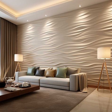 7+ Pop Wall Panel Designs That Will Elevate Your Home Decor • 333+ Images • [ArtFacade] Latest Living Room Wall Design, Wall Back Panel Design, Texture For Hall Wall, Pop Wall Design Ideas, Pop Design For Wall Decor, Textured Walls For Living Room, Back Wall Of Sofa, Pop Wall Art Interior Design, Home Panelling