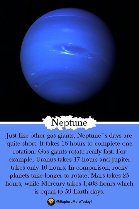 Amazing Facts About Neptune Facts About Neptune, Planet Facts, Neptune Facts, Neptune Planet, Astrology Planets, Cool Science Facts, Gas Giant, Fact Of The Day, Daily Facts