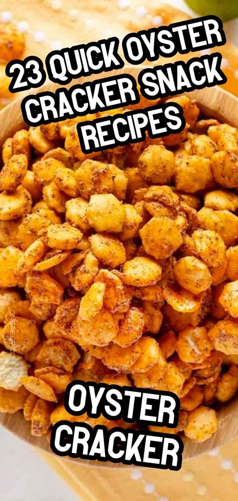 Enjoy 23 quick oyster cracker snack recipes that offer savory, crunchy bites perfect for any gathering. Visit our site for easy ideas to elevate your snacking game and delight your guests! Snack Mix With Oyster Crackers, Oysters Crackers Recipes, No Bake Seasoned Oyster Crackers, Diy Peanut Butter Crackers, Oyster Crackers Snack Recipe, Oyster Cracker Candy, Hot Oyster Crackers Recipe, Old Bay Seasoned Oyster Crackers, Snack Cracker Mix Recipes