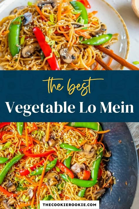 Craving the comfort of takeout but want to make something even better? This easy homemade vegetable lo mein recipe, made with fresh vegetables and the tastiest sauce ever, will satisfy your Asian noodle cravings and have the whole family asking for more! Vegetable Lo Mein Recipe, Lo Mien, Low Mein, Lo Mein Recipe, Gluten Free Vegetables, Vegetable Lo Mein, Chinese Foods, Seated Exercises, Lo Mein Recipes