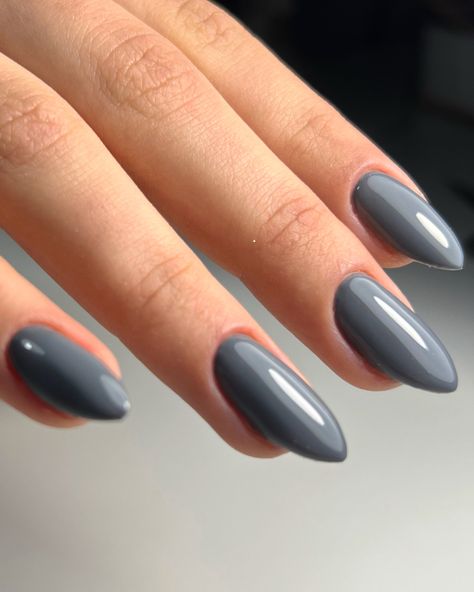 Hypoallergenic nails boutique Nails art Gunmetal Grey Nails, Blueish Grey Nails, Bluish Gray Nails, Gray Almond Nails, Gray Nails Ideas, Grey Nails Ideas, Grey Nail Ideas, Dark Grey Nails, Nails Grey