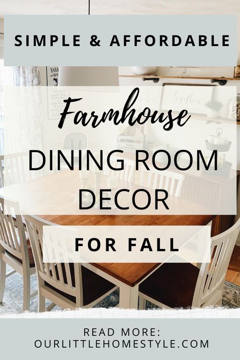 Looking for fall farmhouse style decorations? Here are some simple and affordable ideas from our dining room to create the farmhouse fall look you want. Modern Farmhouse Dining Room Dark Table, Modern Farmhouse Dining Room Decor Ideas, Modern Farmhouse Dining Room Lighting Lowe's, Modern Farmhouse Chandelier Dining Rooms Lowe's, Fall Decor Dining Room, Modern Farmhouse Dining Room Kitchen & Dining Chairs, Dining Room Design Farmhouse, Christmas Dining Room Farmhouse Lamp, Farmhouse Dining Room Decor Ideas