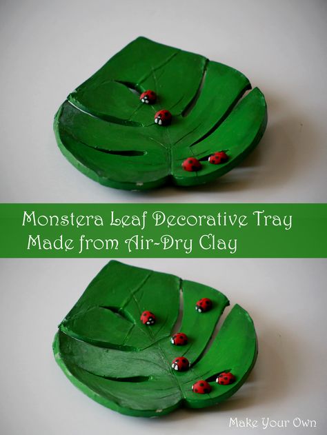 Clay Leaf Tray, Air Dry Clay Tray Ideas, Paint Brush Tutorial, Air Dry Clay Bowl, Air Dry Clay Tray, Easter Clay, Brush Tutorial, Clay Tray, Jewelry Bowl