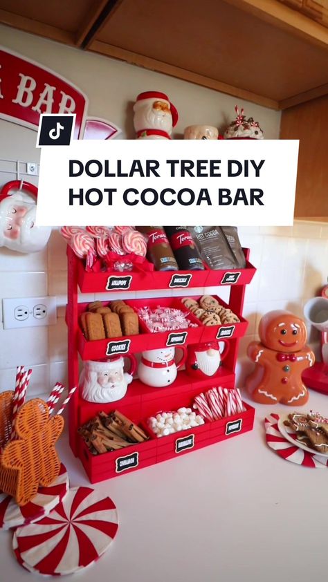 bargainbethany on TikTok Easy Work Christmas Decorations, Christmas Work Treats, Christmas Decorations Themes Ideas, Christmas Snack Bar Ideas, Christmas Party On A Budget Easy Diy, Office Hot Chocolate Bar, Christmas Party Kids Decorations, Holiday Treat Table, Diy Christmas Coffee Bar