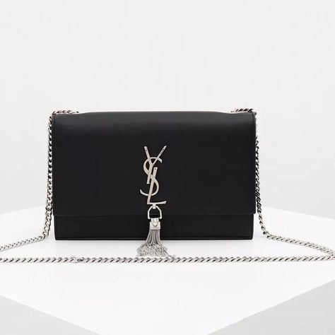 Ysl Bag Silver Hardware, Ysl Tassel Bag, Ysl Kate, Prom 2023, Bag Silver, Tassel Bag, Leather Silver, Black Bag, Pocket Size