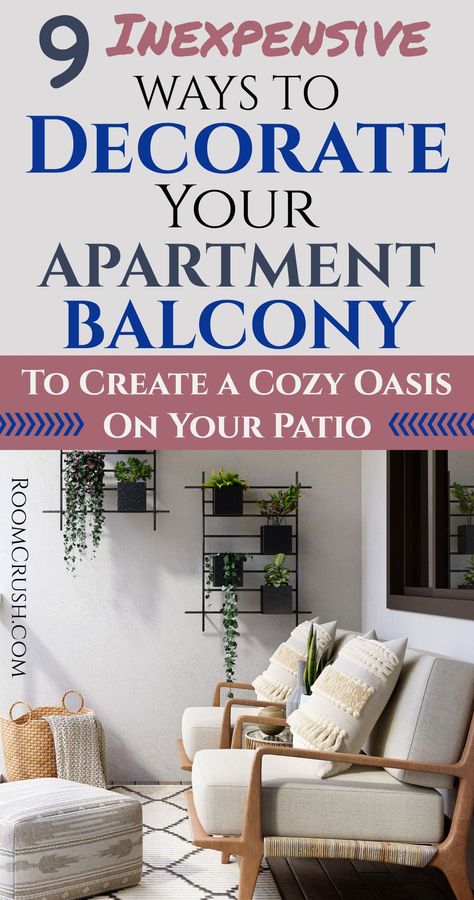 Small apartment balcony decorating ideas on a budget - 9 ways to decorate a cozy private outdoor oasis on your apartment patio or rental porch. Apartment Patio Decorating Ideas Budget, Apartment Patio Ideas On A Budget, Apartment Balcony Decorating Budget, Apartment Balcony Decor, Apartment Patio Ideas, Balcony Patio Ideas, Decorate Your Apartment, Small Apartment Balcony Ideas, Apartment Balcony Ideas